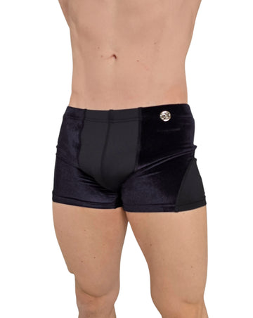 Nero Lux Shorts Pole Dance Uomo – Edizione Lusso in Velluto con Opzione Swarovski