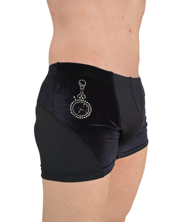 Nero Lux Shorts Pole Dance Uomo – Edizione Lusso in Velluto con Opzione Swarovski