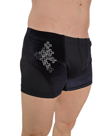 Nero Lux Shorts Pole Dance Uomo – Edizione Lusso in Velluto con Opzione Swarovski