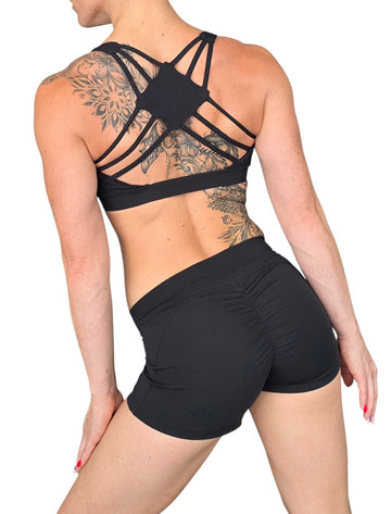 Set Nero Fatima per Pole Dance e Sport – Comfort Premium e Modellamento Femminile per l’Allenamento