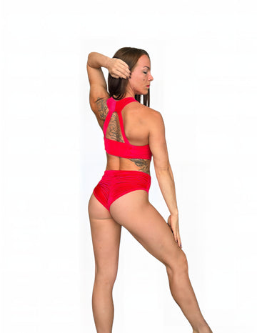 Málna pole dance velvet bodysuit